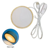 USB Plug Wooden Led Lamp Holder Round Display Stand Lamp Holder Crystal Art Ornament Luminous Base Ambient Lamp Night Light