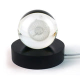 Black Round Solid Wood Luminous Base - LED Light Stand for Crystal Balls & Glass Ornaments