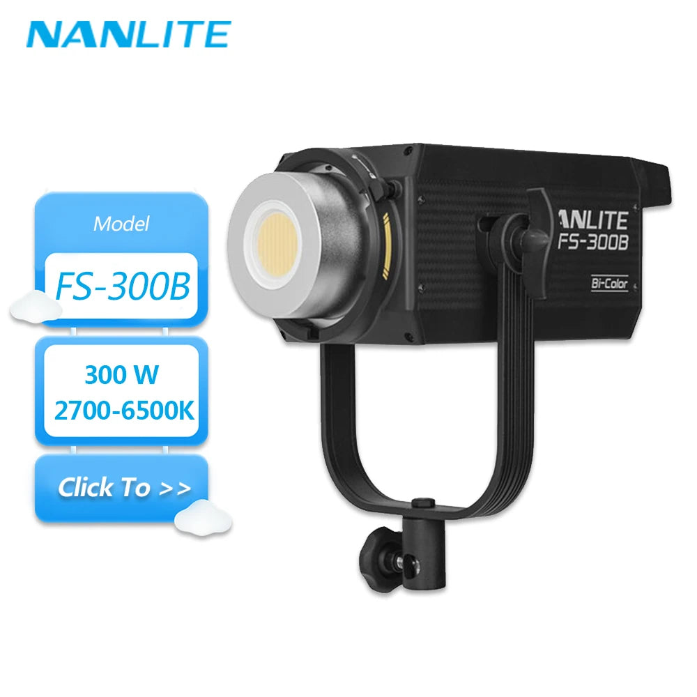 FS-300B 300W Bi-Color LED Video Light - 2700K-6500K Studio Spotlight