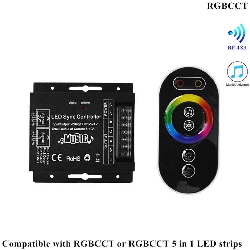 Remote Controller Touch Screen Remote Control Single color Dimmer CCT RGB RGBW RGBCCT LED strip Music Activated receiver