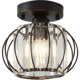 Modern Ceiling Light Semi Recessed Ceiling Fixture Chrome Finish for Bedroom Bathroom Hallway Closet Silver