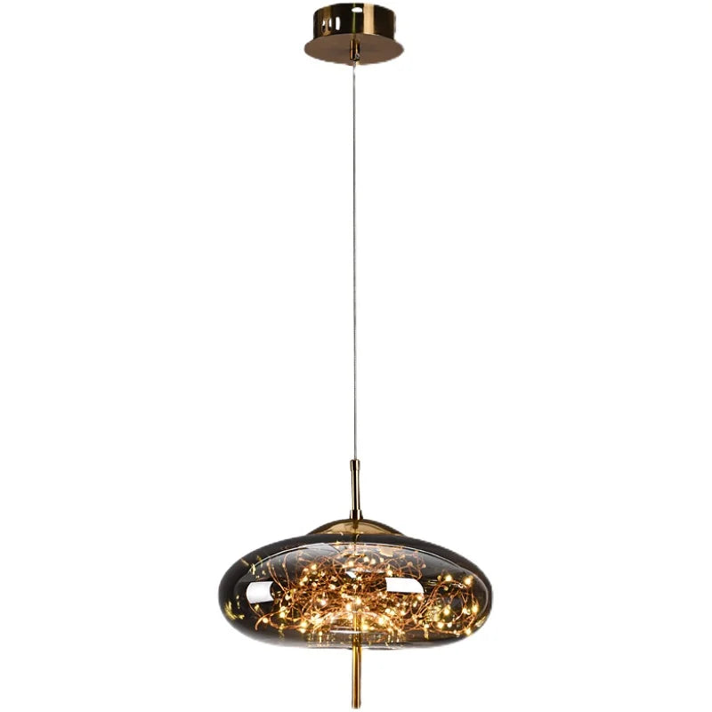 Nordic Net Red Bedside Chandelier Girl Light Luxury Long Line Personality Art Full Of Stars Hotel Bar Glass Small Chandelier