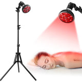E27 LED Red 54W Light Therapy Lamp 660nm&850nm Infrared Bulb with Floor Stand for Skin Care Pain Relief 360° Adjustable