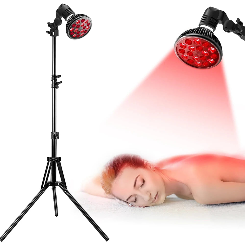 E27 LED Red 54W Light Therapy Lamp 660nm&amp;850nm Infrared Bulb with Floor Stand for Skin Care Pain Relief 360° Adjustable