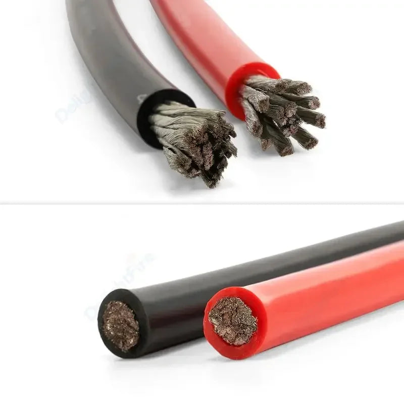 Electrical Wire Red Black Heat Resistant Silicone Cable 24 22 20 18 16 14 12 10 8 6 4 awg gauge for Car Auto Battery