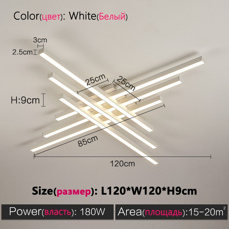 Black chandelier square bedroom lamps living room lamp led ceiling lamp Nordic minimalist creative led ceiling lamp strip lights