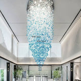 Luxury Large Staircase Led Chandelier Modern Stone Crystal Light Fixture Living Room Long Hallway Lobby Indoor Home Hanging Lamp