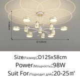 2025 Modern LED Chandelier For Living Room Bedroom Dining Room Kitchen Smart Remote Ceiling Pendant Light Indoor Decorative Lamp