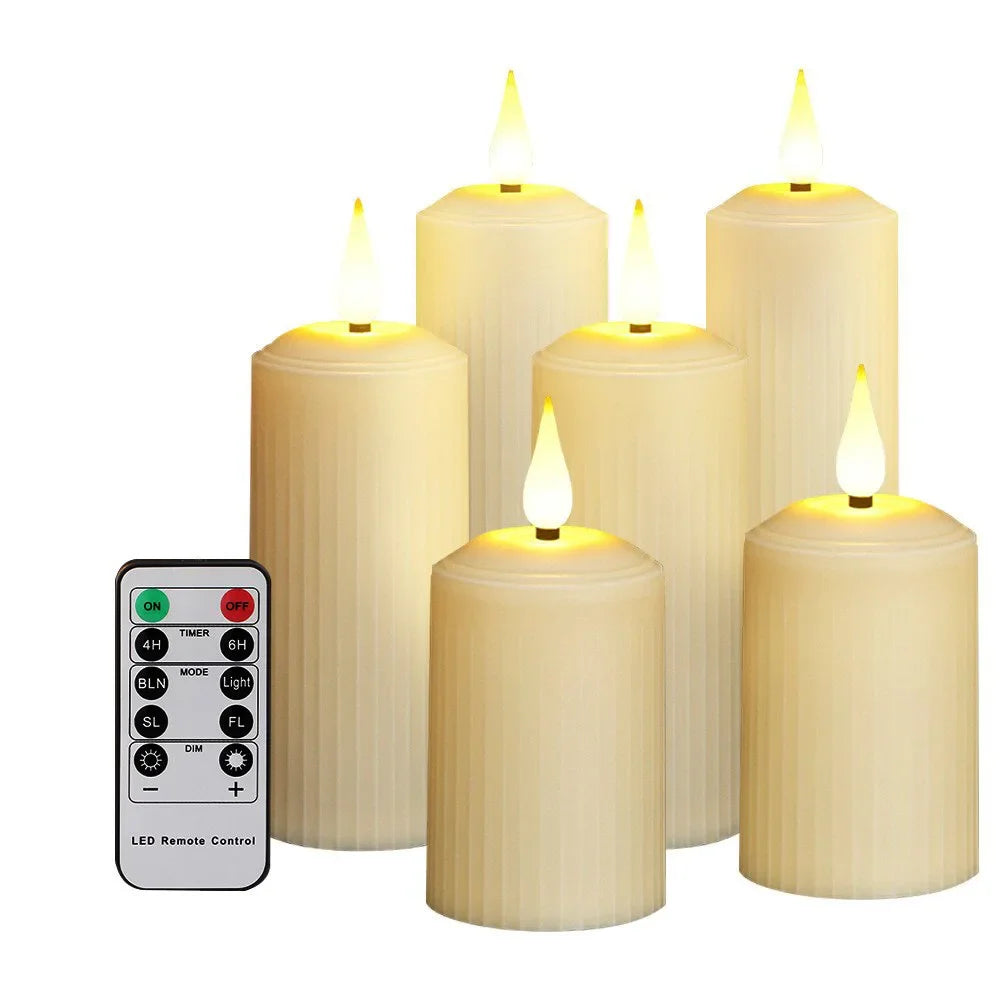 6Pc Rechargeable Flameless LED Candle Waterproof LED Flickering Candles Tea Lights with Remote Timer for Wedding Christmas Decors