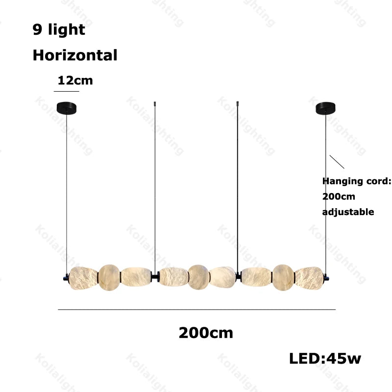 Marble Life Black Gold Hardware LED Dimmable Chandelier Lighting Alabaster Suspension Luminaire Lampen For Dinning Room