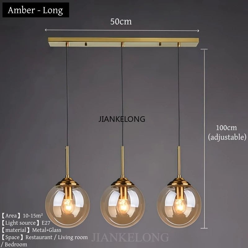 Modern Luxury Glass Chandelier - Nordic Metal LED Pendant Light