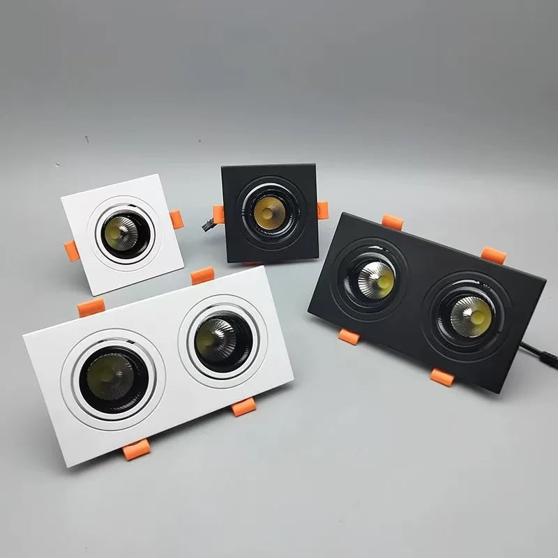Square embedded ceiling spotlight COB high luminous efficiency anti glare LED tube light household lamp 85-265V