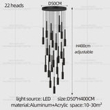 Cylindrical Pendant Light Long Line Attic Chandelier - Modern LED Villa Spotlight