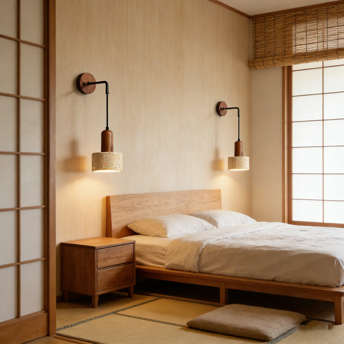 Yellow Travertine Wabi Sabi Black Stone Retro Wall Lamp E27 Bedside Home Decor Light for Bedroom Living Room Corridor