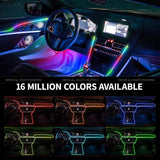 140cm USB Dreamcolor Acrylic Interior Car LED Strip Light with Wireless APP 55’‘RGB Music Fiber Optic Car Ambient Lighting Kit