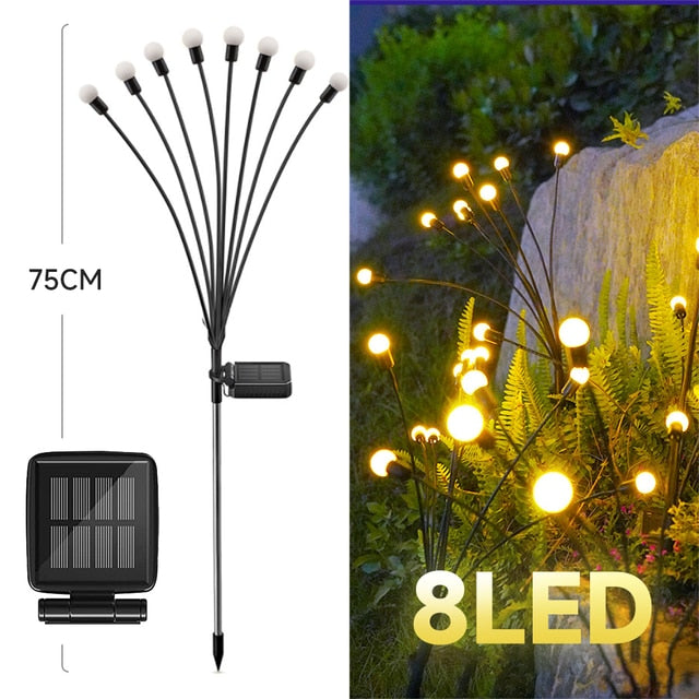 LED Firefly Lamp Solar Outdoor Light Garden Decoration Waterproof Garden Home Lawn Fireworks Light Floor New Year Christmas