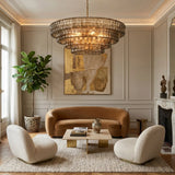 Luxury Murano Glass Multi-Tier Round Pendant Chandelier (Copper Frame) - Elegant Ceiling Light Fixture for Living Room & Dining Room Decor
