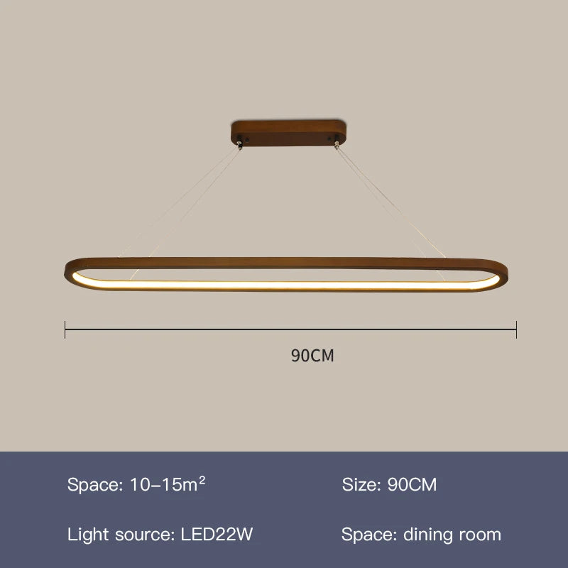 Wood/LED Pendant Lamp For Dining Room Minimal Home Decor Long Table Ring Kitchen Modern Hanging Chandelier Indoor Light Fixture