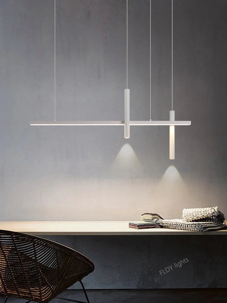 Modern Black LED Pendant Light - Nordic Kitchen Chandelier Over Island