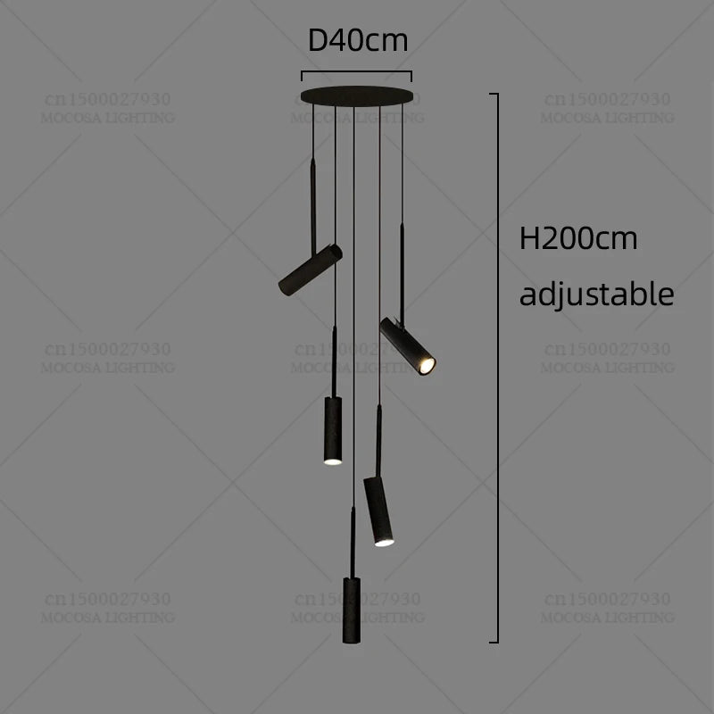 Nordic Modern LED Spotlight Staircase Chandelier Bedside Pendant Lamps Living Room Adjustable Angle Island Lights Designer Style