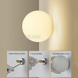 Round Glass Lights Modern Hidden Base Milky White Glass Wall Lamp for Bedroom Bedside Living Room Stair Hallway Entrance Hotel