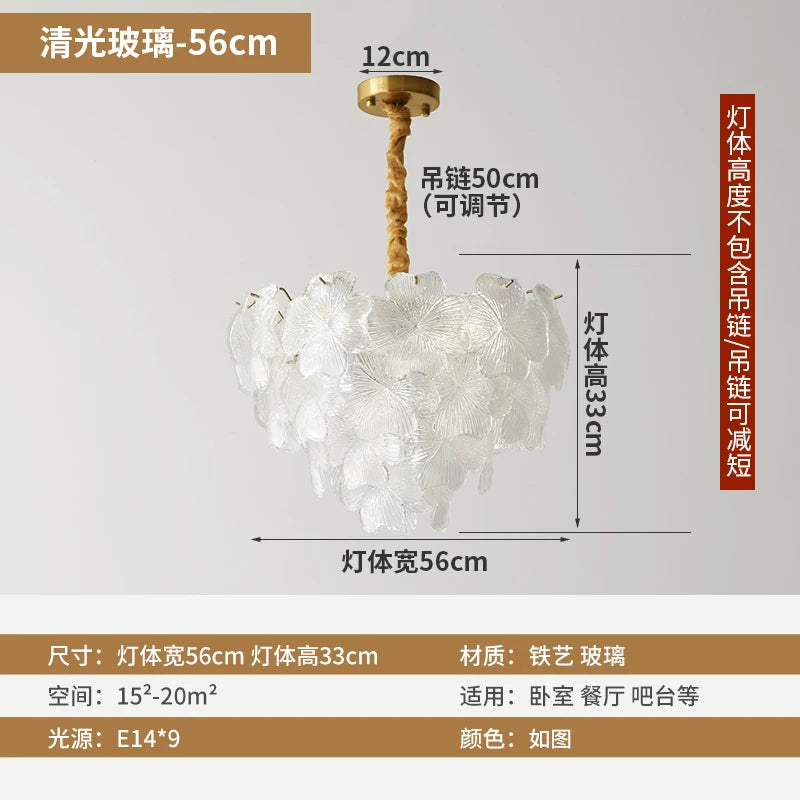 French Luxury Crystal Living Room Pendant Light Internet Famous Creative Shell Light Romantic Clover Pendant Light