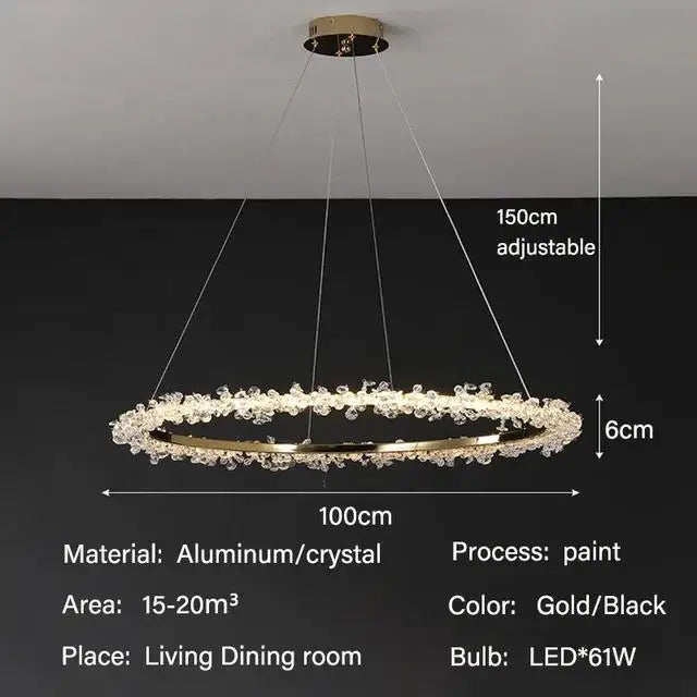 Modern Luxury Crystal LED Chandelier - Minimalist Pendant Light for Living Room