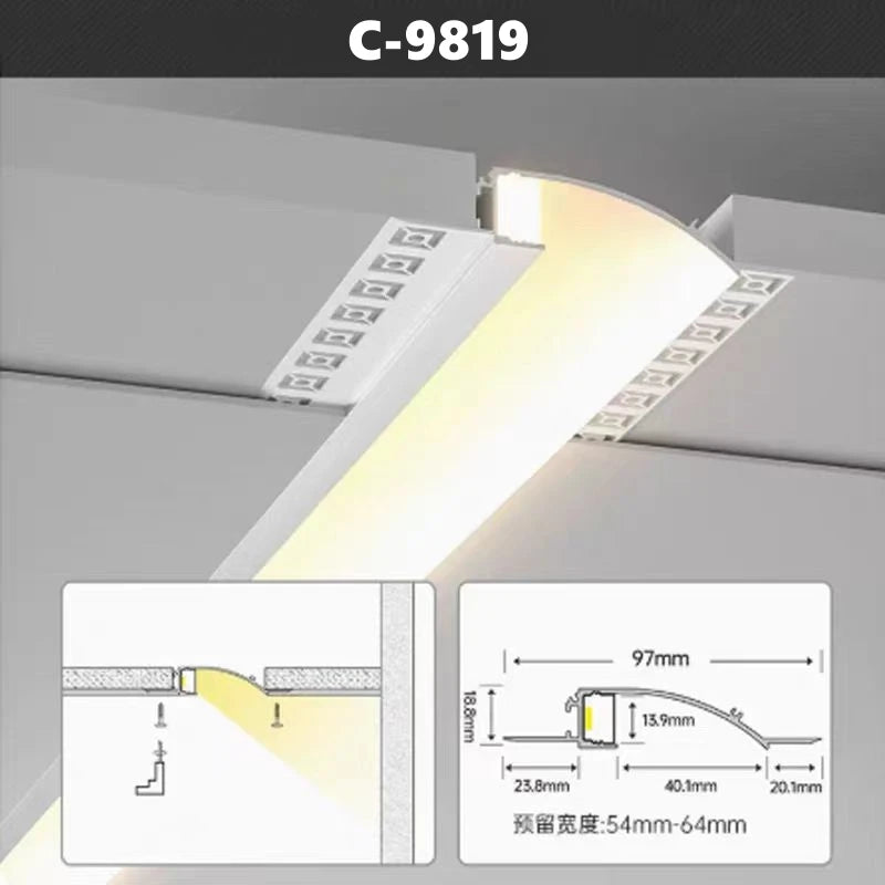 Free Ceiling LED Aluminum Profile Invisible Frameless Gypsum Channel Top Corner Line Lamp Waistline Wall Washer Backlight Light