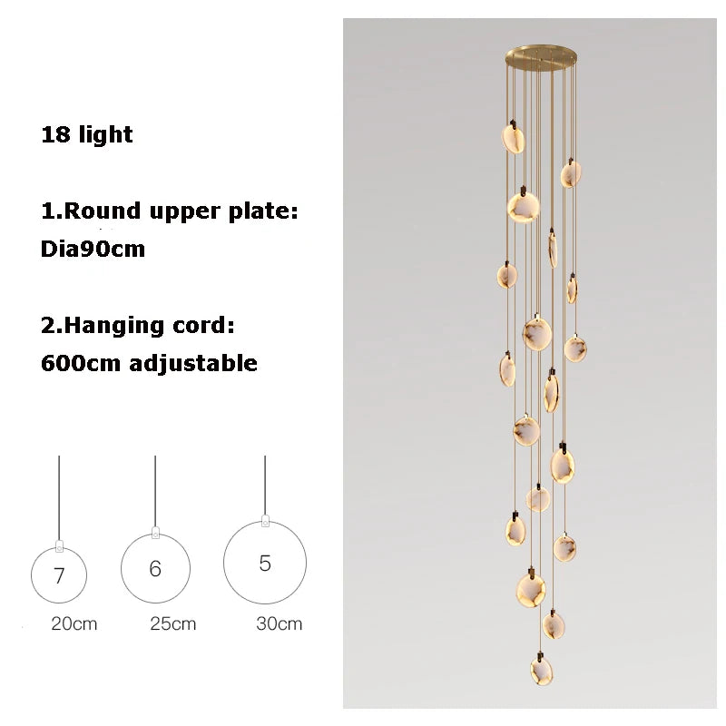 New Chinese LED Marble Gold Home Deco Designer Chandelier Lighting 2026 New Trend Lustre Hanging Lamps For Living Room