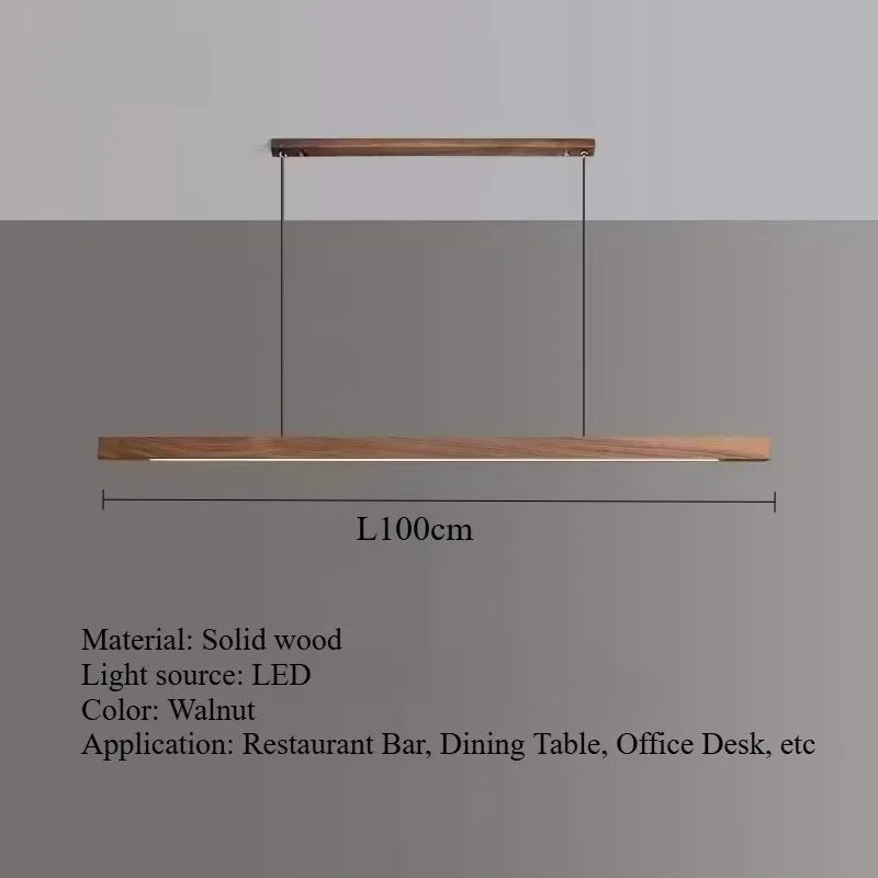 Nordic Walnut Solid Wood Pendant Light LED for Dining Tables, Study Rooms, Bar Counters, Office Desks, Indoor Home Lighting