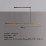 Nordic Walnut Solid Wood Pendant Light LED for Dining Tables, Study Rooms, Bar Counters, Office Desks, Indoor Home Lighting