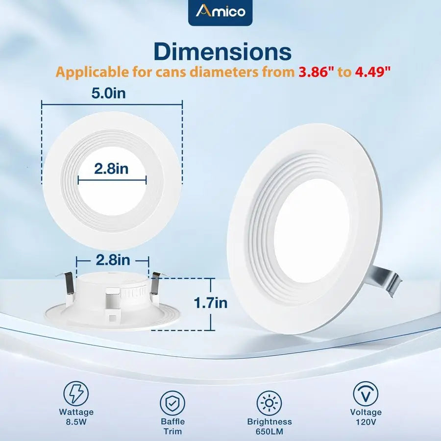 4-Inch LED Recessed Lighting 6-Pack - 5-CCT Selectable Dimmable Can Lights