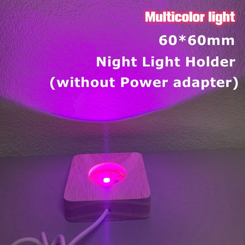 Rechargeable Remote Control Wooden LED Light Rotating Display Stand Lamp Holder Lamp Base Art Ornament New