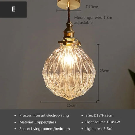 Glass Pendant Light Nordic Dining Room Retro Chandeliers Creative Minimal E27 Transparent Lampshade For Restaurant Lamp Luster