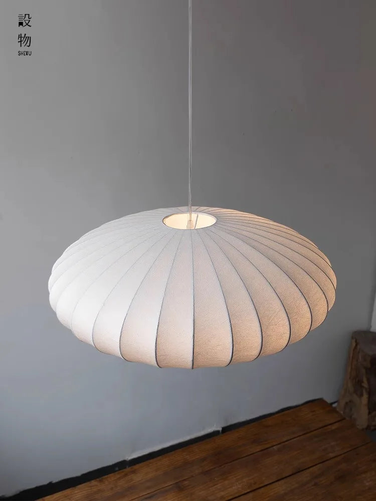 Handmade Apartment silk chandelier Japanese Style Wabi-sabi living room dining room cream style Silk pendant lamps