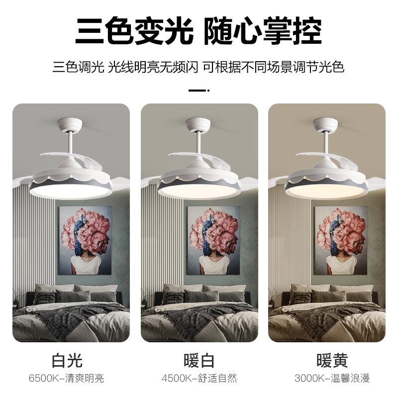 Modern Led White Ceiling Fans With Light Low Floor 36inch 42 Inch Remote Control DC Motor 36W Simple Fans Lighting Living Room