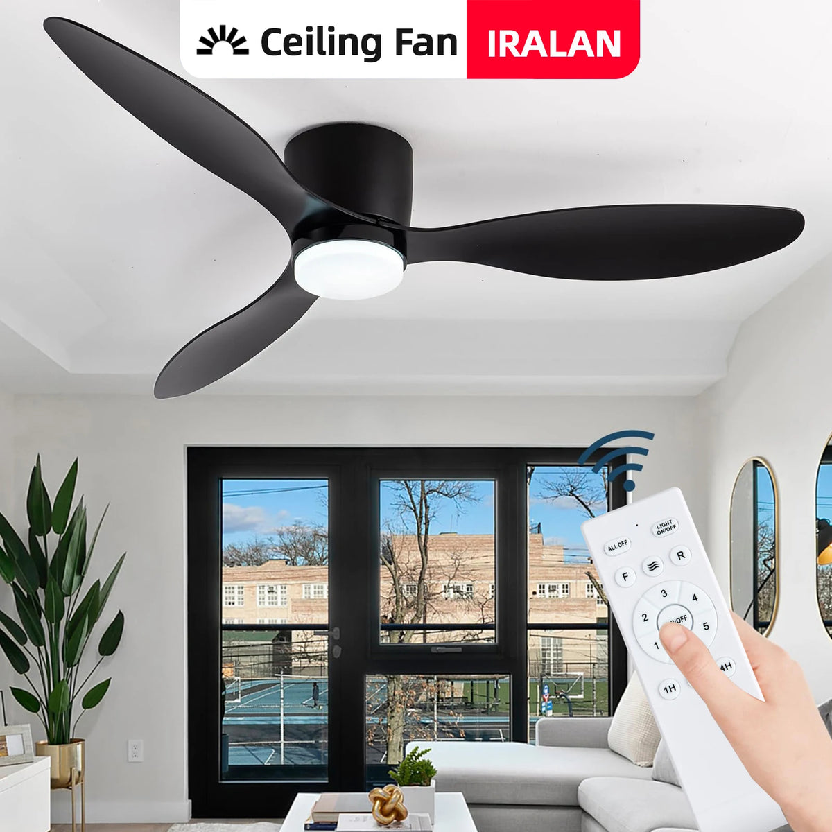 42/52 Inch Ceiling Fan Light - High Airflow LED Dual Function for Living Room &amp; Bedroom, Remote &amp; Timer, Easy Installation