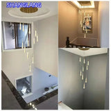 2025 New Modern LED Crystal Pendant Light Lustre Restaurant Bar Composite Staircase Light Living Room Home Decoration Lighting