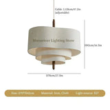 Japanese Wabi-Sabi Cloth LED Ceiling Chandelier - Minimalist Fabric Pendant Light Fixture for Living Room, Kitchen Island & Home Decor