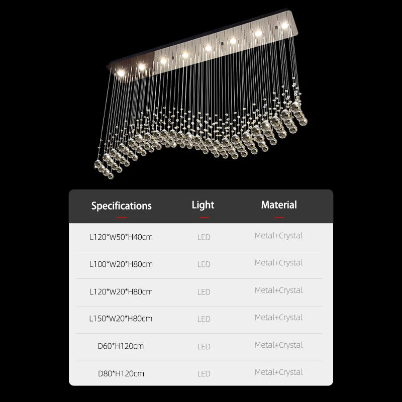 Modern Crystal Pendant Ceiling Lamp - Luxury Suspension Living Room Light