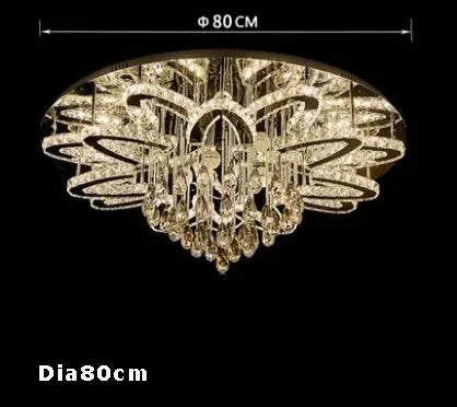 Modern living room infinitely adjustable smart crystal lamp circular LED lamp bedroom and dining room ceiling lamp