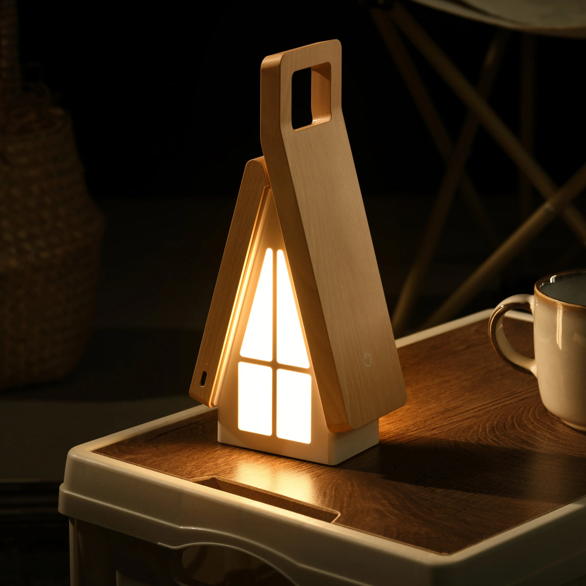 Wooden House LED Desk Lamp, USB Charging Collapsible Office Reading Lamp,Bedside Light, Room Decoration Night Light Gifts