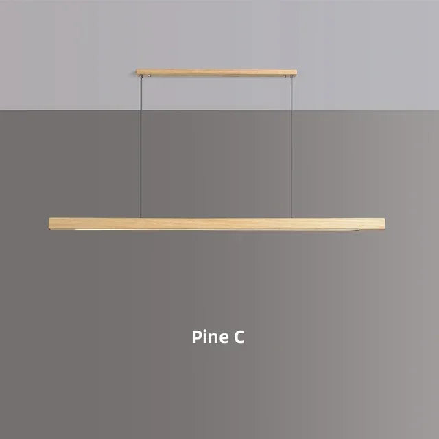 Nordic Wood Pendant Lights LED Modern Hanging Lamps Dining Living Room Kitchen Office Shop Long Strip Celling Lamp Home Decor