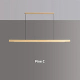 Nordic Wood Pendant Lights LED Modern Hanging Lamps Dining Living Room Kitchen Office Shop Long Strip Celling Lamp Home Decor