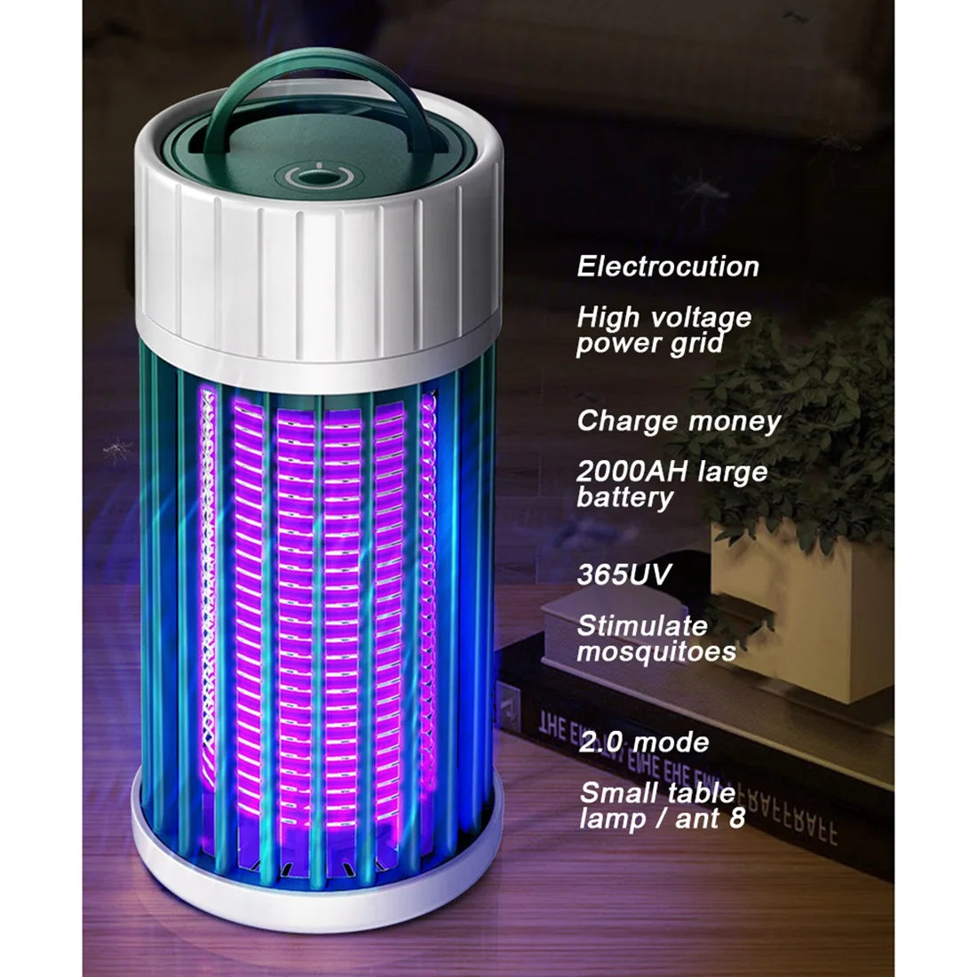 Bug Zapper &amp; Insect Fly Pest Attractant Trap &amp; LED Camping Lantern, USB/Solar-Rechargeable,Insect Fly Traps Grey