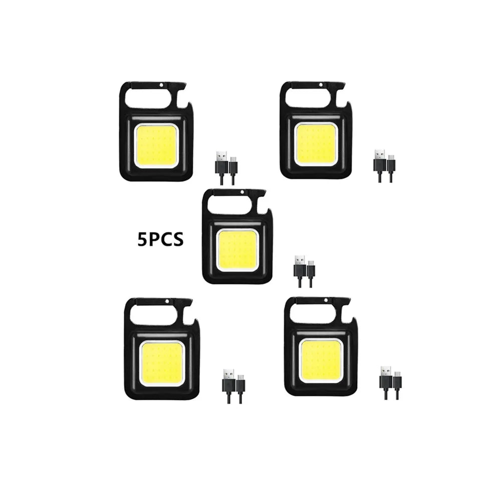 Mini LED 500mah Cold White Work Light Portable Pocket Flashlight Keychains USB Rechargeable For Outdoor Camping Small Corkscrew