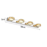Square LED Mirror Light Bathroom Cosmetic room Round Crystal Wall Lamps 2-4head Stainless Steel indoor Lighting fixture