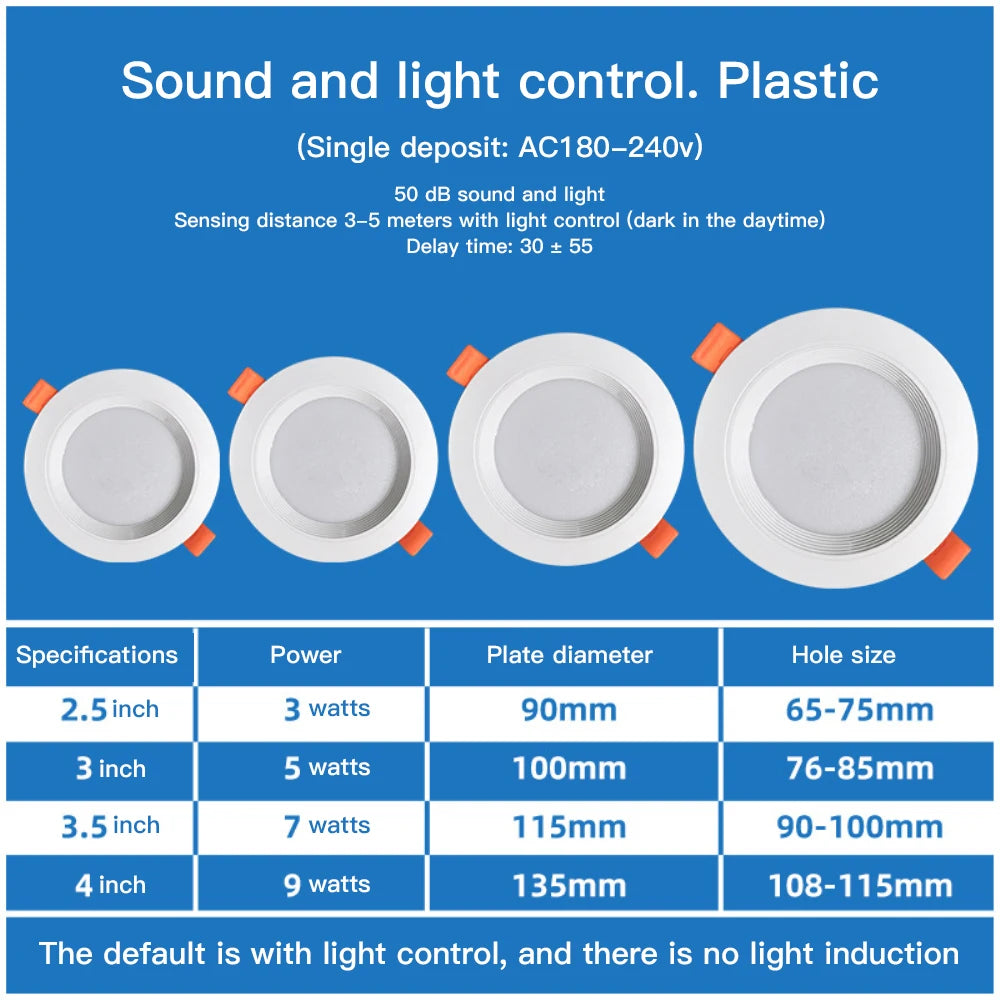 Household Led Spot Light Infrared Sensing Led Ceiling Lamp Night Light Down Lights Sound-controlled Practical