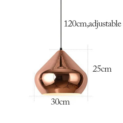Rose Gold Pendant Lights Nordic Plating Metal Hanging Lamp Fixture Dining Room Kitchen Island Bar Cafe's Indoor Decor's Lighting E27