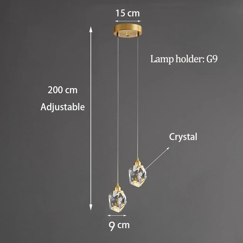 Light Luxury K9 Crystal Small Dhandelier Modern And Minimalist Restaurant Light Bar Counter Bedroom Bedside Long Line Light